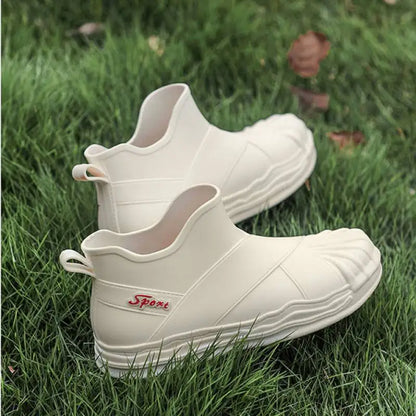 Gacimy Women's New Rain Shoes 2025 Fashion Outdoor Waterproof Garden Shoes Antiskid Rain Boots Cozy Soft Bottom Lady Short Boots