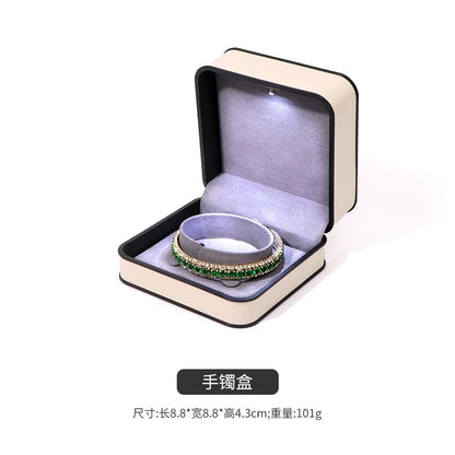 LED Enhanced Jewelry Box Round Black Frame Organizer for Rings Necklaces Bracelets Boutique  Gift Packaging