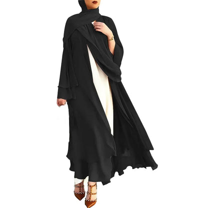 Ivory New Arrival Cross-border Best Seller Chiffon Cardigan Elegant Long Dress Solid Color Dress 21419
