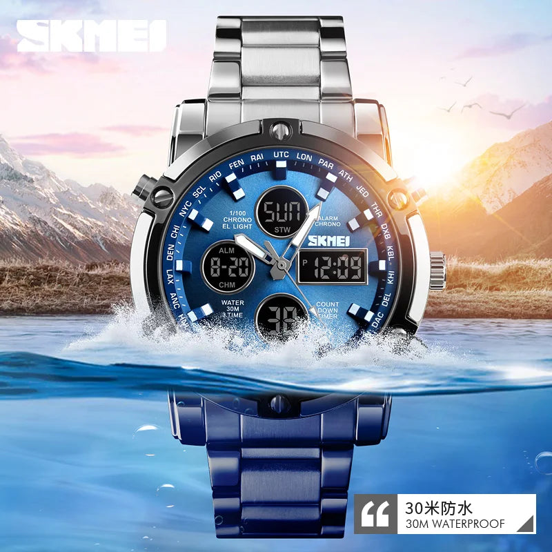 SKMEI 1389 Fashion Luxury Business Mens Watch Waterproof Sport Digital Men's Wristwatch Bracelet Clock Reloj Relogio Masculino