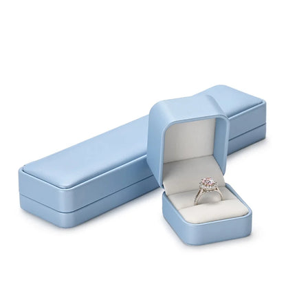 Oirlv Blue Jewelry Box Gift Boxes PU Leather Jewelry Boxes Wholesale Blue Wedding Ring Earring Bracelet Necklace Jewelry Box Set