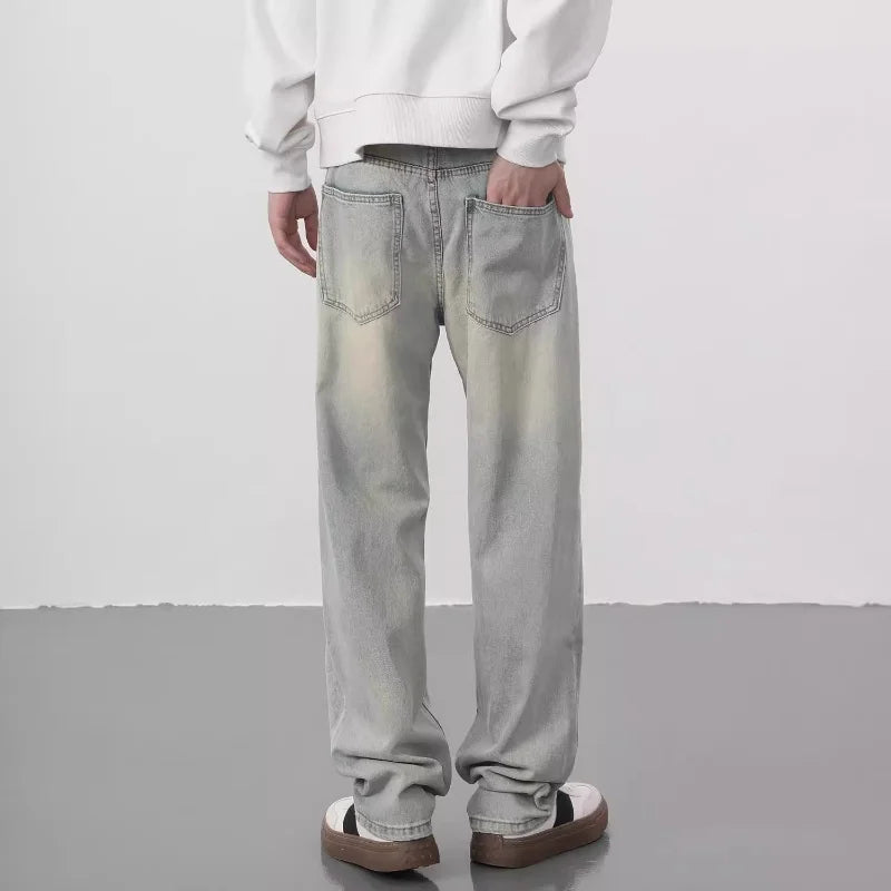 New Yellow Mud Jeans Washing Trendy Brand Pants High Street Retro Straight Loose Casual Trousers