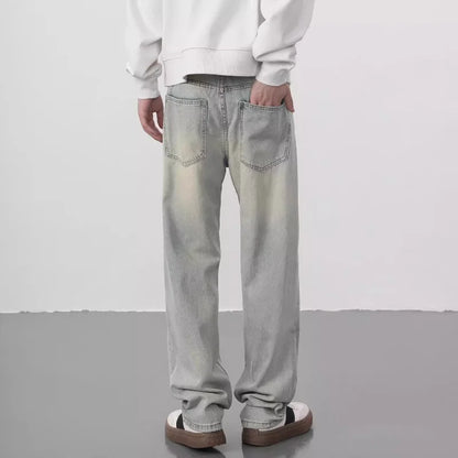 New Yellow Mud Jeans Washing Trendy Brand Pants High Street Retro Straight Loose Casual Trousers