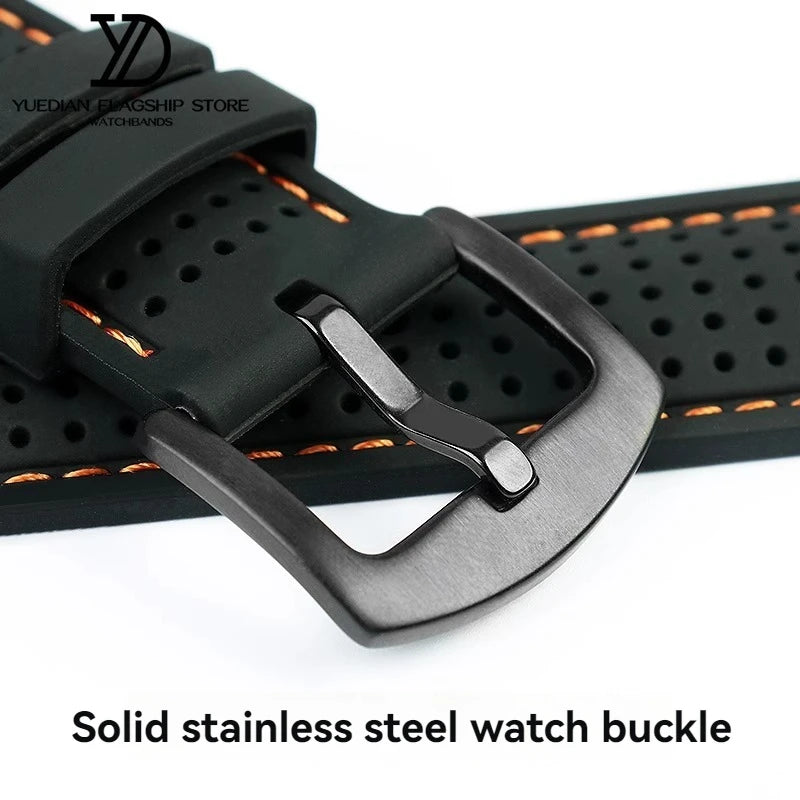 For Mido Watch with Silicone Soft Waterproof Commander Series Helmsman Series Orange Rudder Beren Saili Series Men's 20 22 24mm