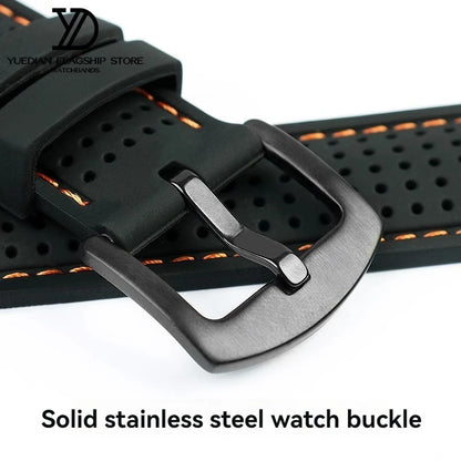 For Mido Watch with Silicone Soft Waterproof Commander Series Helmsman Series Orange Rudder Beren Saili Series Men's 20 22 24mm