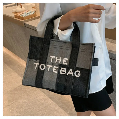 Fashion Patchwork Denim Tote Bag Designer Letters Women Handbags Luxury Shoulder Crossbody Bags Casaul Big Shopper Purses 2023