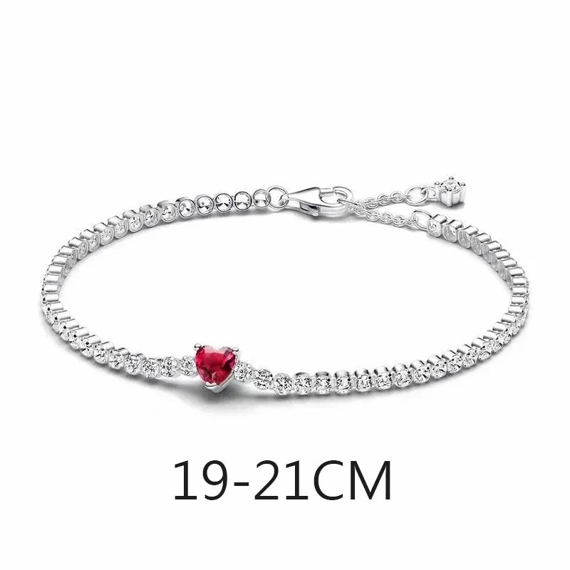 Hot selling 925 sterling silver sparkling red heart series set, light luxury jewelry set, DIY charming jewelry, birthday gift