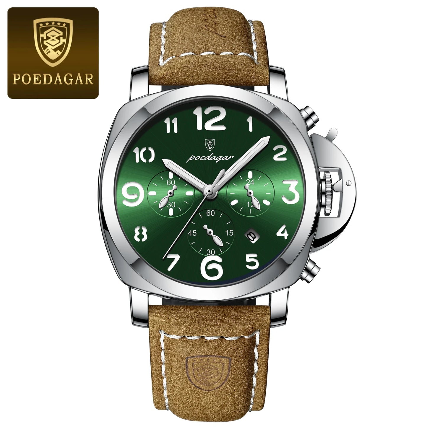 POEDAGAR Fashion Luxury Men Wristwatch Waterproof Luminous Chronograph Date Man Watch Unique Sports Leather Quartz Men's Watches