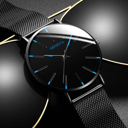 Fashion Ultra-thin Men Business Watches Steel Mesh Band Male's Quartz Watch Relogio Masculino