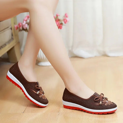 women retro light weight anti skid comfort spring & summer flat loafers lady chinese classic dance shoes zapatos de mujer a66
