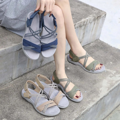 Leopard Print Sandals For Women Women'S Summer Fashion Open Toe Solid Color Adjustable Elastic Sandals For Women сандали женские
