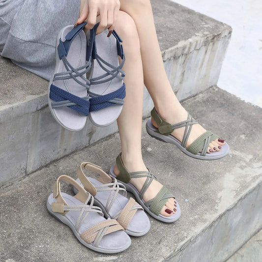 Leopard Print Sandals For Women Women'S Summer Fashion Open Toe Solid Color Adjustable Elastic Sandals For Women сандали женские