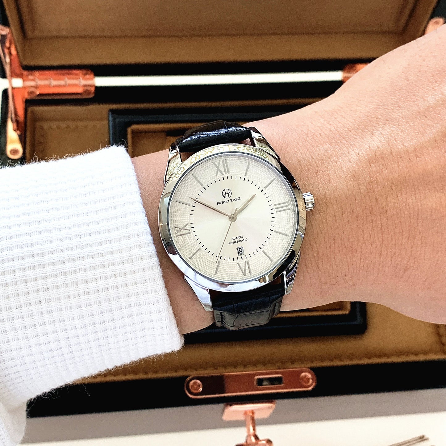 PABLO RAEZ Newest Fashion Quartz Watch Men Genuine Leather Male Wristwatch Top Luxury Brand Business Simple Clock Reloj Hombres