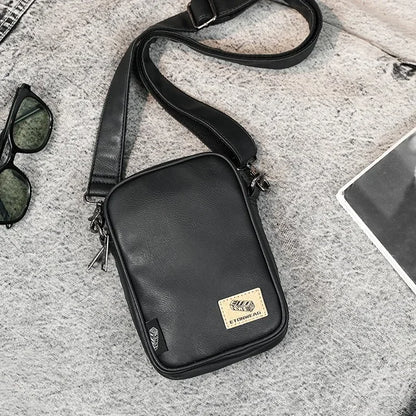 Men's Cross Shoulder Bag Small Crossbody Bags for Man 2025 Leather Fashion Sling Messenger Mobile Phone Bags Mini Male Handbag