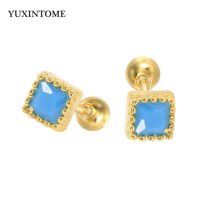 YUXINTOME Small 925 Sterling Silver Ear Needle C-Shaped Cartilage Piercing Stud Earrings For Women cartilage perforation Jewelry