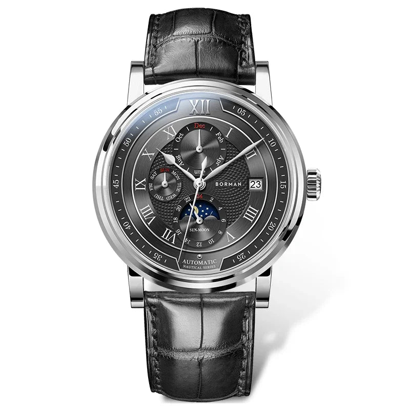 BORMAN BM3868  New 40mm  Luxury Men Automatic Mechanical Men's Watches Sapphire Multi-function Waterproof Moon Phase Clocks