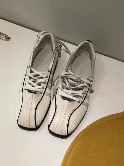 Women's Genuine Leather White Shoes 2025 New Fashion Non Slip Strap Soft Soled Ballet Shoes Women's Flat Casual Mary Jane Shoes