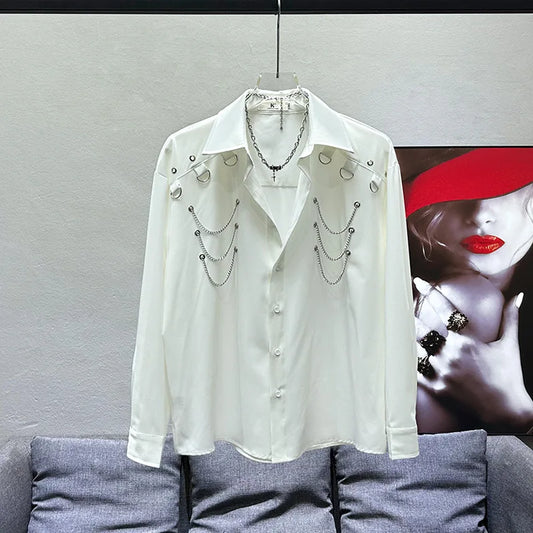 Spring and Autumn New Long Sleeve Shirt Men's Fashion Casual Versatile Patchwork Handsome Trendy Niche Men's Wear Top