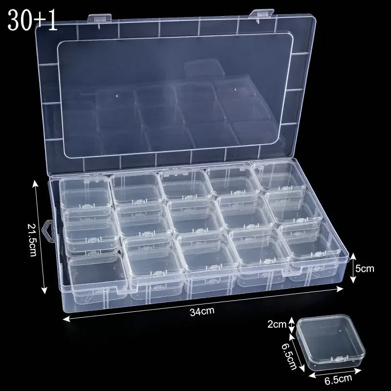 Small Bead Organizer Cases Plastic Organizer Box Mini Clear Bead Storage Container Box with Hinged Lid for DIY Jewelry Supply