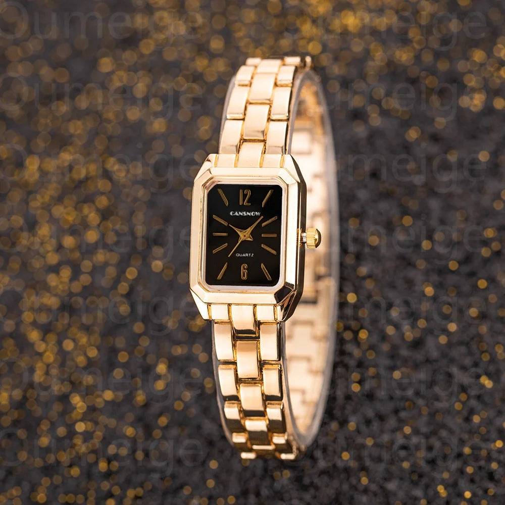 Luxury Top Brand Gold Watches Women Elegant Small Square Dial Ladies Quartz Watch Simple Fashion Female Clock zegarek damski
