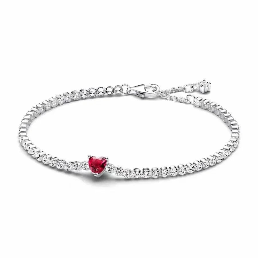 Hot selling 925 sterling silver sparkling red heart series set, light luxury jewelry set, DIY charming jewelry, birthday gift