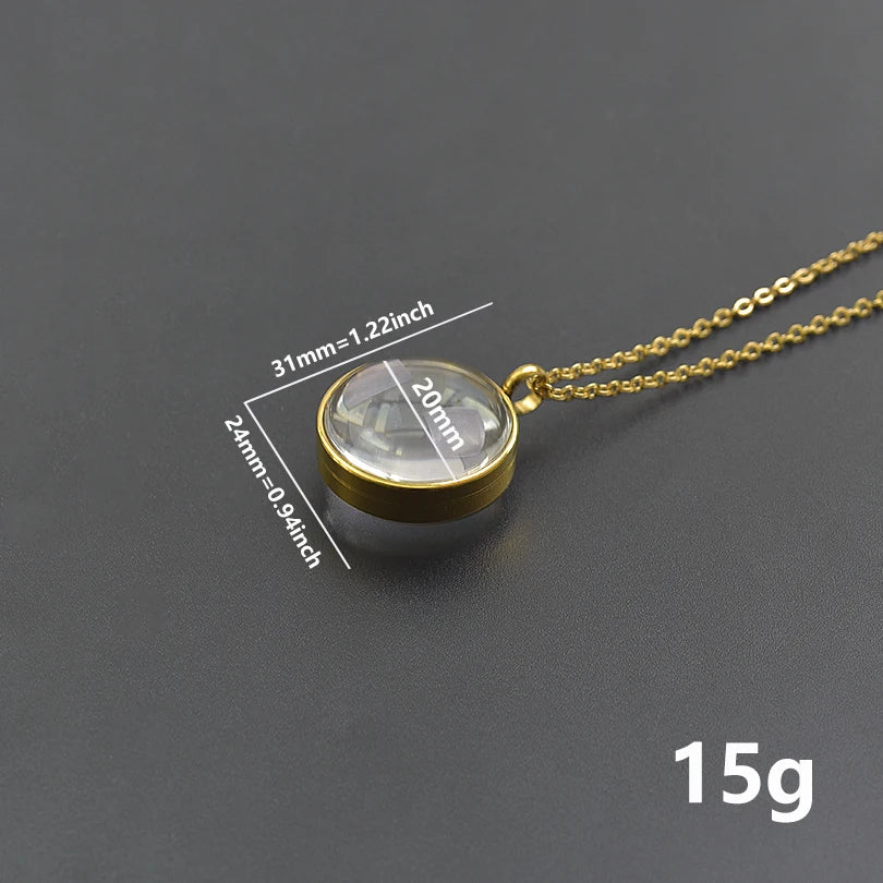 New Mix Size Round Living Memory Photo Locket Pendant Necklace Biconvex Glass Twist Stainless Steel Necklaces For Women Men Gift