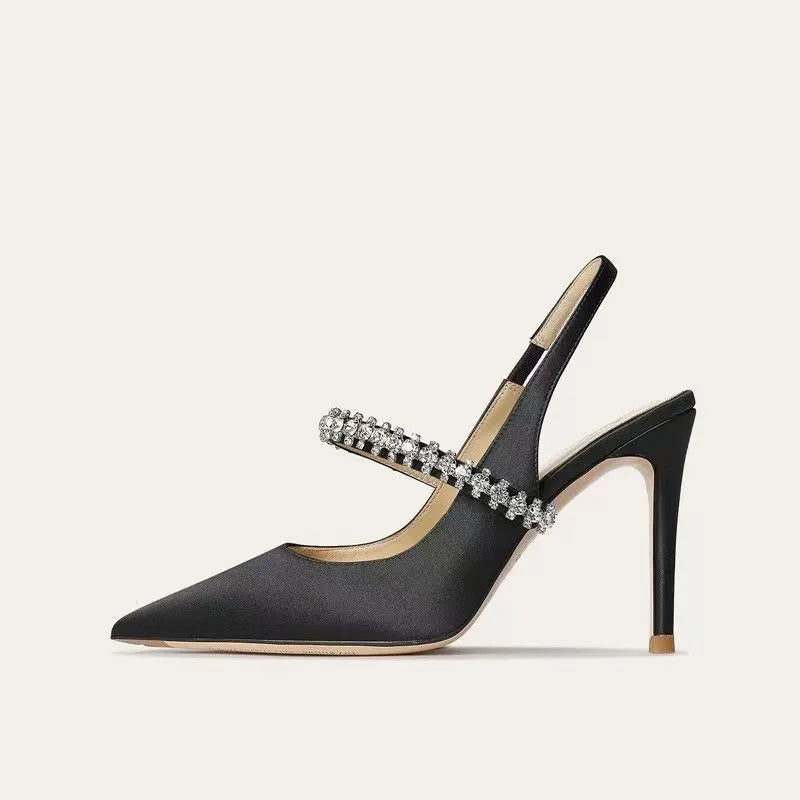 Brand Luxury Crystal High Heels Women's Sandals Pointed Toe Elegant Heeled Shoes Woman Sexy Summer Pumps Sandals Zapatos Mujer