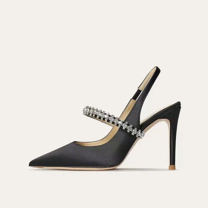 Brand Luxury Crystal High Heels Women's Sandals Pointed Toe Elegant Heeled Shoes Woman Sexy Summer Pumps Sandals Zapatos Mujer
