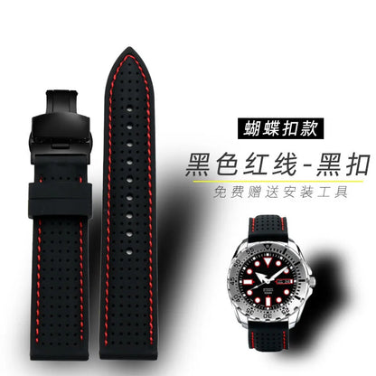 For Mido Watch with Silicone Soft Waterproof Commander Series Helmsman Series Orange Rudder Beren Saili Series Men's 20 22 24mm