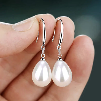 925 Sterling Silver Pearl Drop Earrings for Women Elegant Temperament Wedding Engagement Jewelry Chic Piercing Accessories