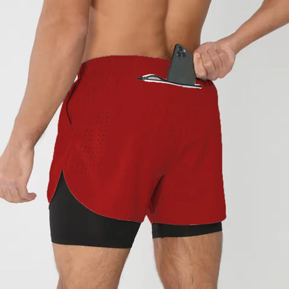 Men's Shorts Summer Sports Shorts 2 In 1 Quick Dry Workout Training Joggers Bodybuilding Fitness Short Pants Gyms Shorts Men