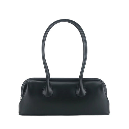 Modern Fashion Magnetic Attraction Clip Bowling Tote Light Yellow Cow Leather Women Handbag Long Handle Armpit Shoulder Bag