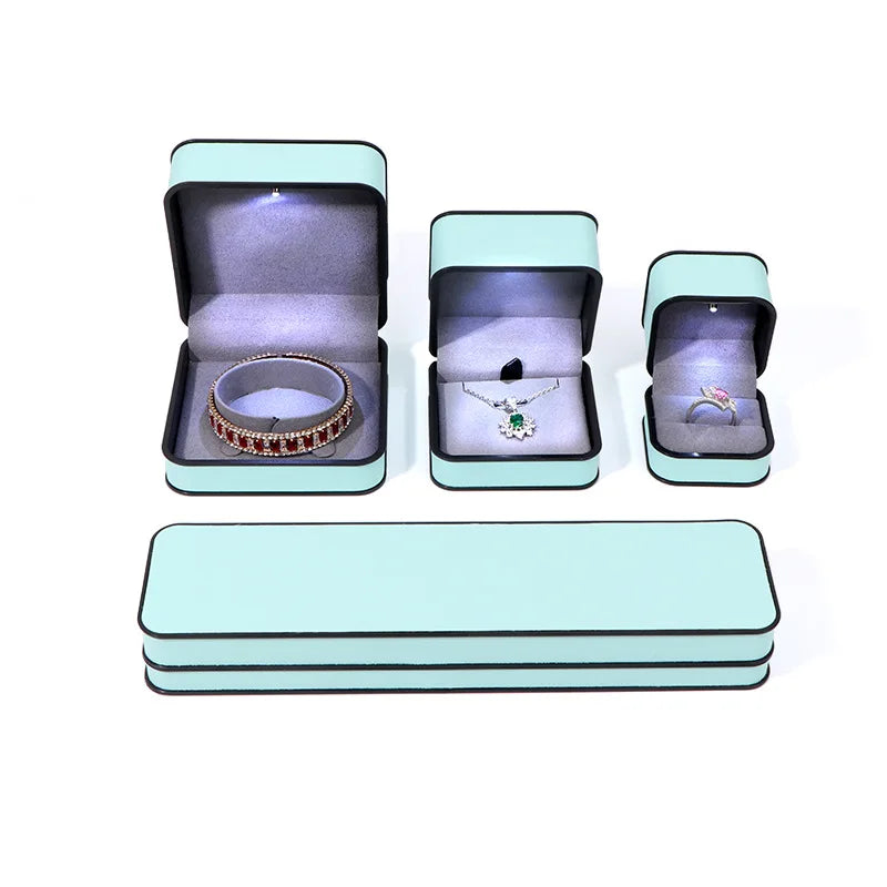 LED Enhanced Jewelry Box Round Black Frame Organizer for Rings Necklaces Bracelets Boutique  Gift Packaging