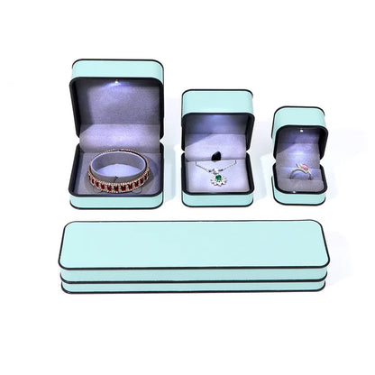 LED Enhanced Jewelry Box Round Black Frame Organizer for Rings Necklaces Bracelets Boutique  Gift Packaging