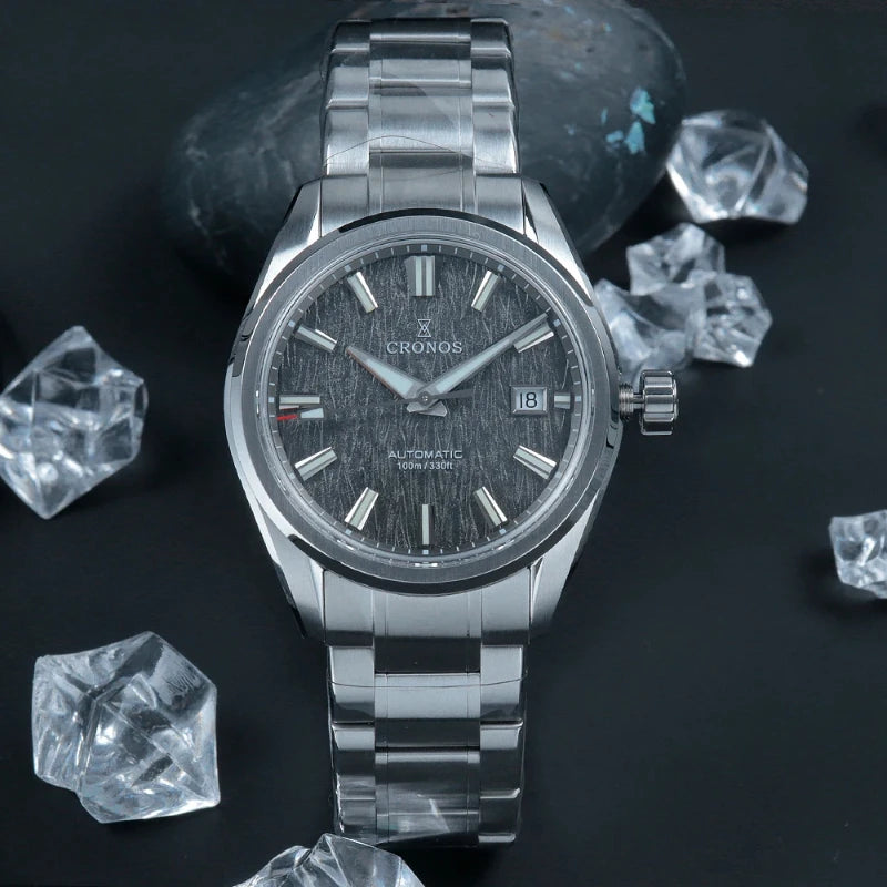 Cronos GS New 39mm Texture Luxury Men Business Dress Watches SW200 Automatic Mechanical Waterproof 100m  Female End Links L6037M