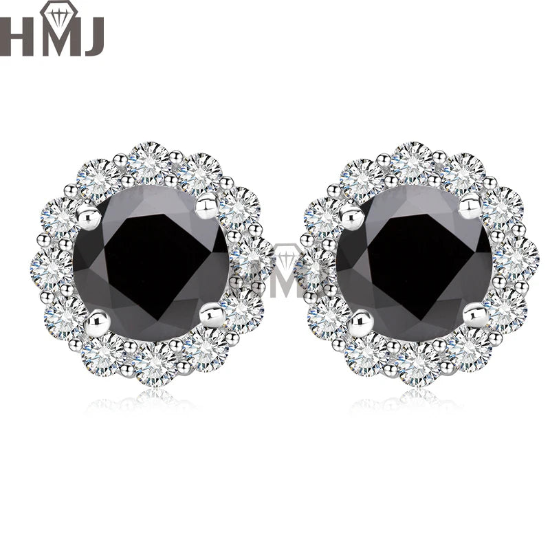 Moissanite Stud Earrings 1.0ct D Color Blue Green Black Champagne 925 Silver Plated White 18K  Gold jewelry for woman