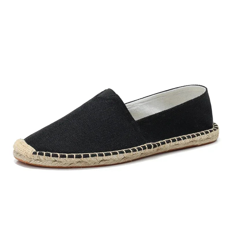 Canvas Flat Shoes Women Sewing Flax Shoes Slip on Loafers Casual Shoes Man Espadrilles Hemp Plus Size Fisherman Driving Footwear