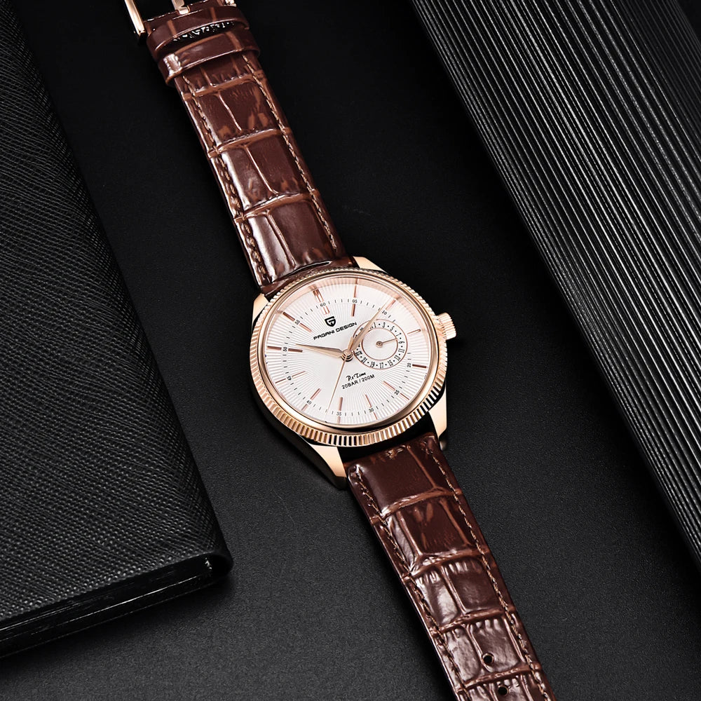 2025 New PAGANI DESIGN Mens Quartz Watches Gold Top Luxury Watch For Man Sapphire Mirror Waterproof Wristwatch Men Leather Clock