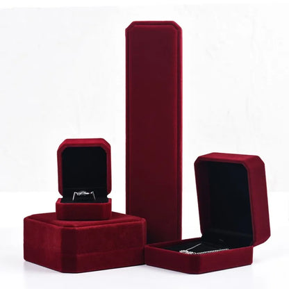 High-End Red Velvet Jewelry Organizer Earrings Ring Necklace Bracelet Pendant Storage Box Exquisite Gift Packaging Jewelry Case