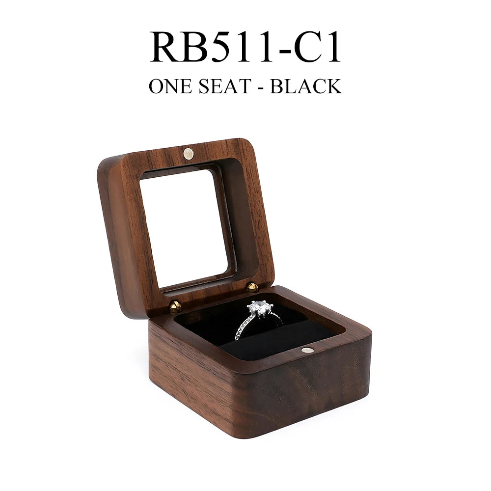 Real Walnut Wood Jewellery Box Wholesale Pendant Necklace Ring earring Gift Display Packaging Case with Velvet Interior