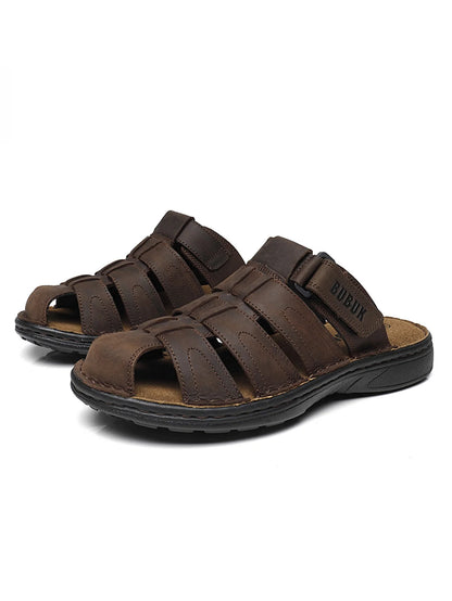 First-Layer Cowhide Men's Sports Sandals, Open-Toe Outdoor 防滑 Sandals, Casual Men's Shoes, Outdoor Fashion Beach Shoes, Li