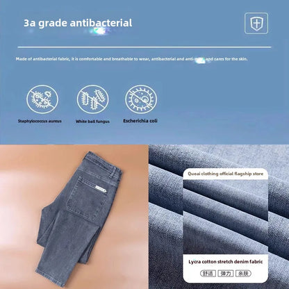 New Casual Spring Autumn Slim Pencil Jeans for Men Light Grey Korean Luxury Clothing Brand Clothes New Jeans Kpop Trousers