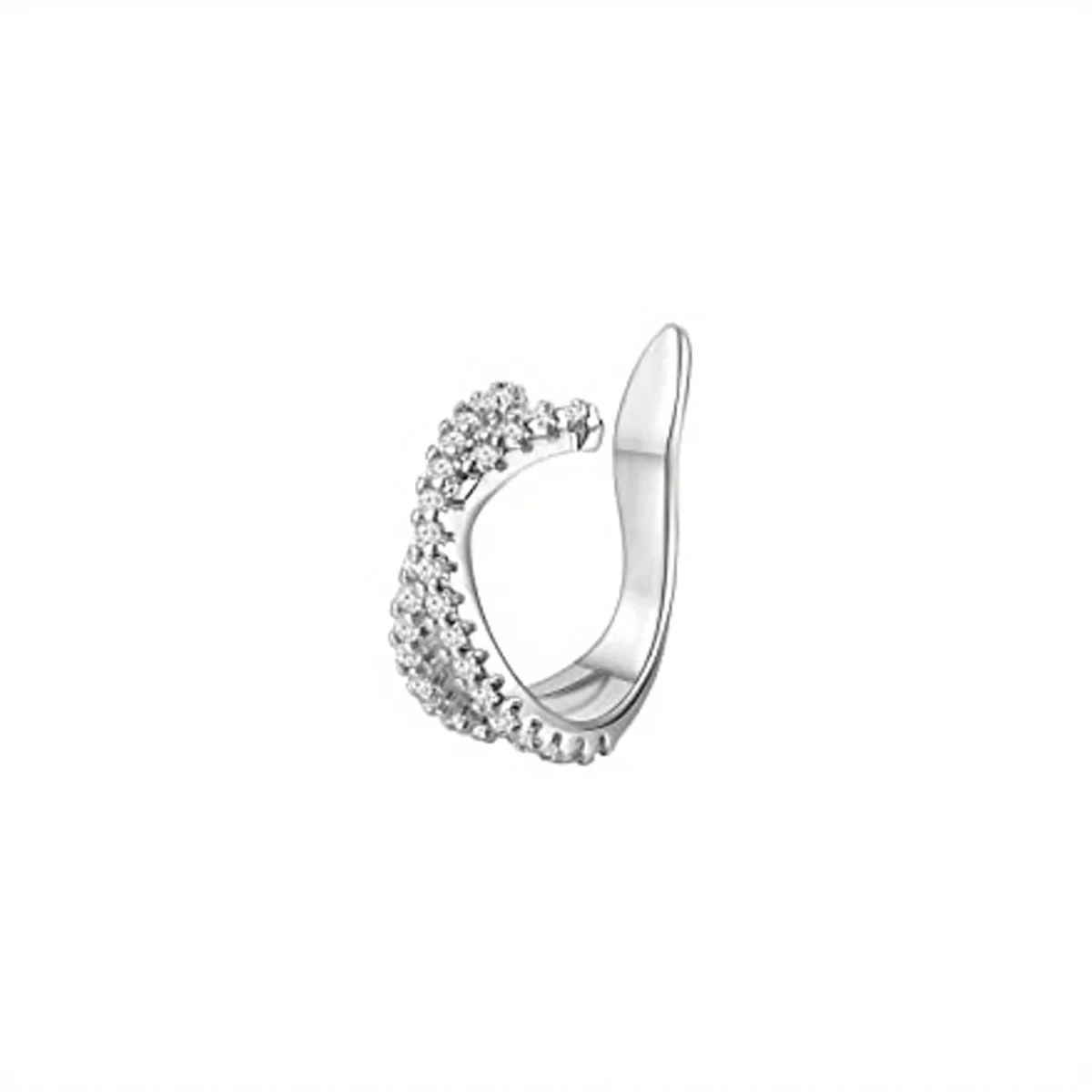 1Pc Hypoallergenic Huggie Earring Cuff for Women Men, Sparkling Cubic Zerconia Fake Carilage Clip On Ear No Piercing Jewelry