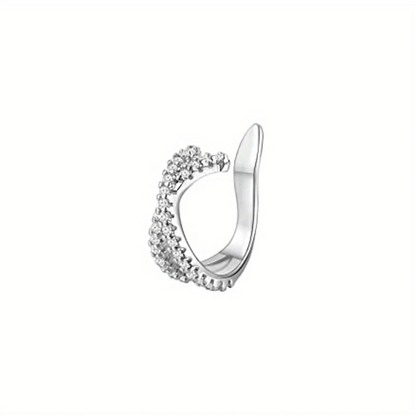 1Pc Hypoallergenic Huggie Earring Cuff for Women Men, Sparkling Cubic Zerconia Fake Carilage Clip On Ear No Piercing Jewelry