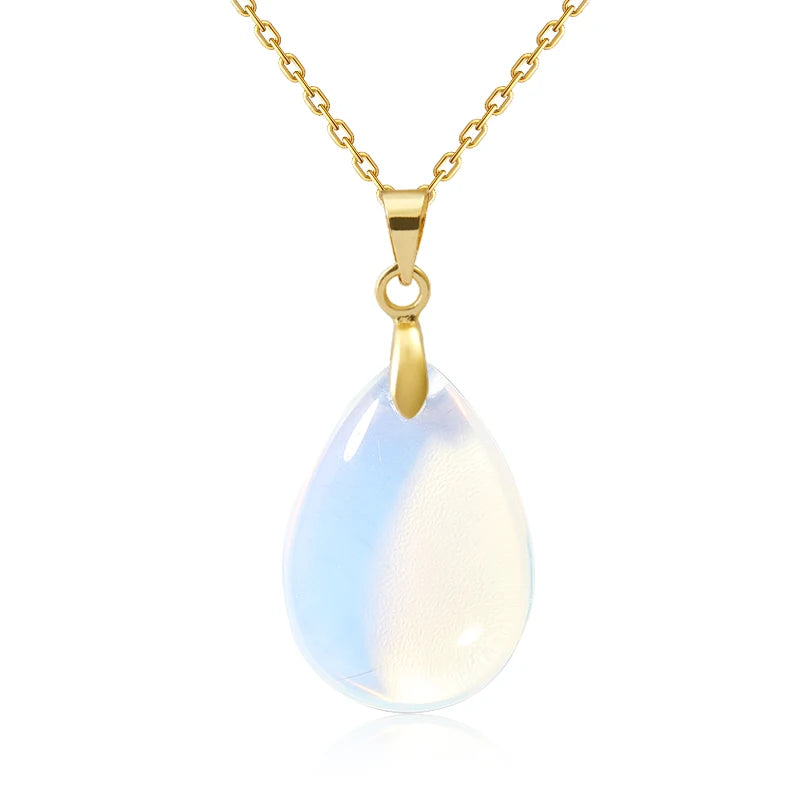 Natural Stone Crystal Pendant Teardrop Fashion Necklace For Diy Necklace Earrings Making Jewelry Christmas Friendship Gift