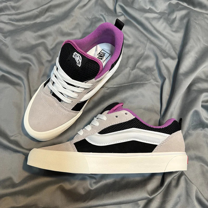 Cool Skateboard oes ex Retro Bread oes Street Sle Knuskool Couples Versatile Breathable Rubber Outsole round Toe