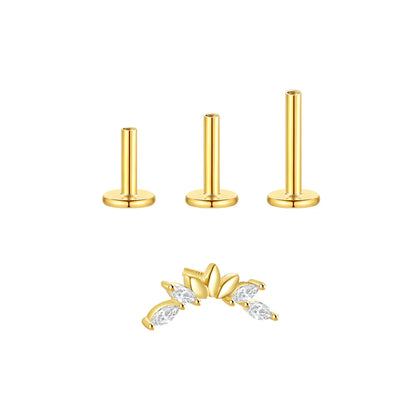 Aide 3pcs Ear Needle 5/6/8mm Flat Head Cartilage Piercing Stud Earring Women 925 Sterling Silver Flower Zircon Gold Ear Studs