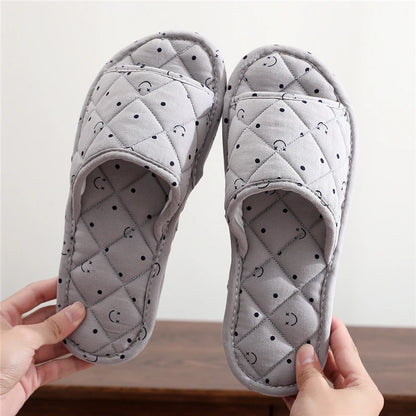 New Pure Cotton Indoor Home Slippers Anti-Slip Cloth Bot Silent for Wooden Floor Spring Summer Women's Slippers Home Comfort