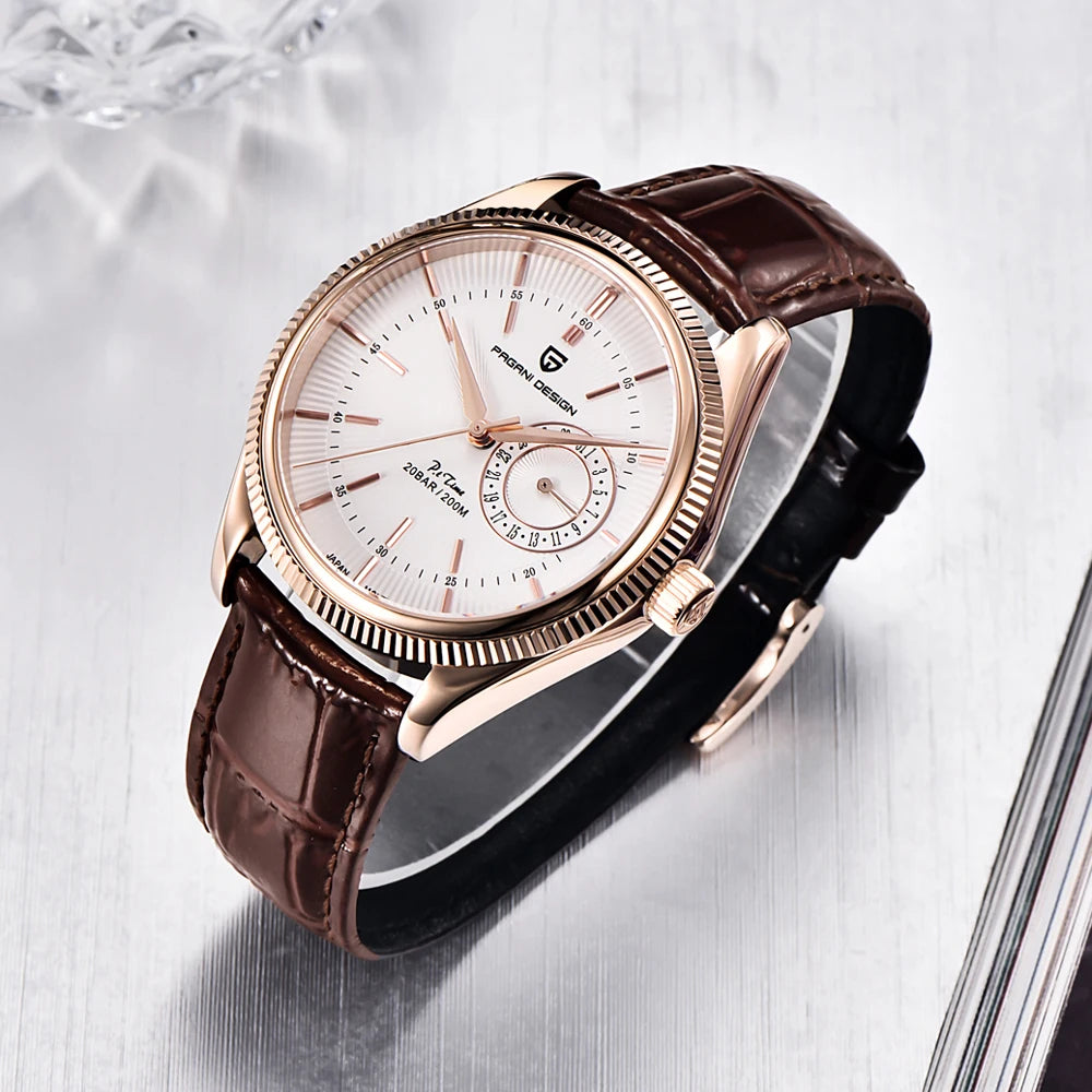 2025 New PAGANI DESIGN Mens Quartz Watches Gold Top Luxury Watch For Man Sapphire Mirror Waterproof Wristwatch Men Leather Clock