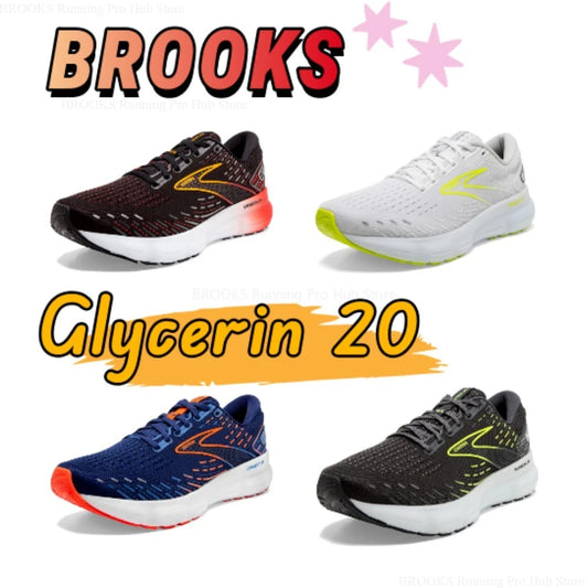 Original Brooks Men’s & Women’s Glycerin 20 Neutral Running & Walking Shoe Shock-Absorbing Marathon Professional Casual Sneakers